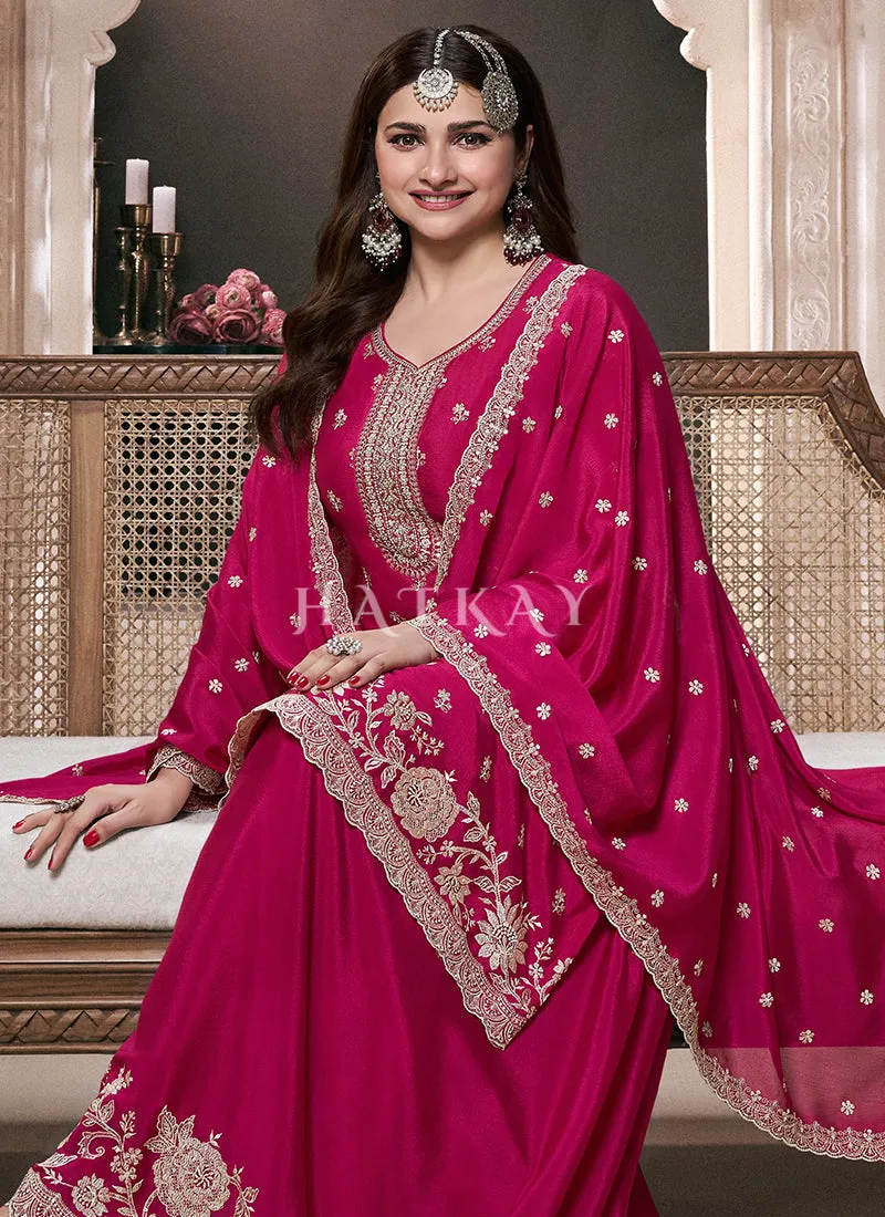 Magenta Reshamkari Embroidery Sharara Suit