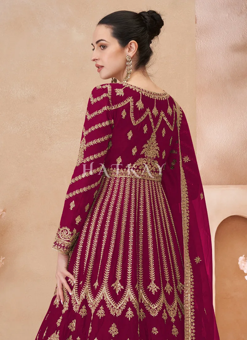 Magenta Slit Style Anarkali Lehenga