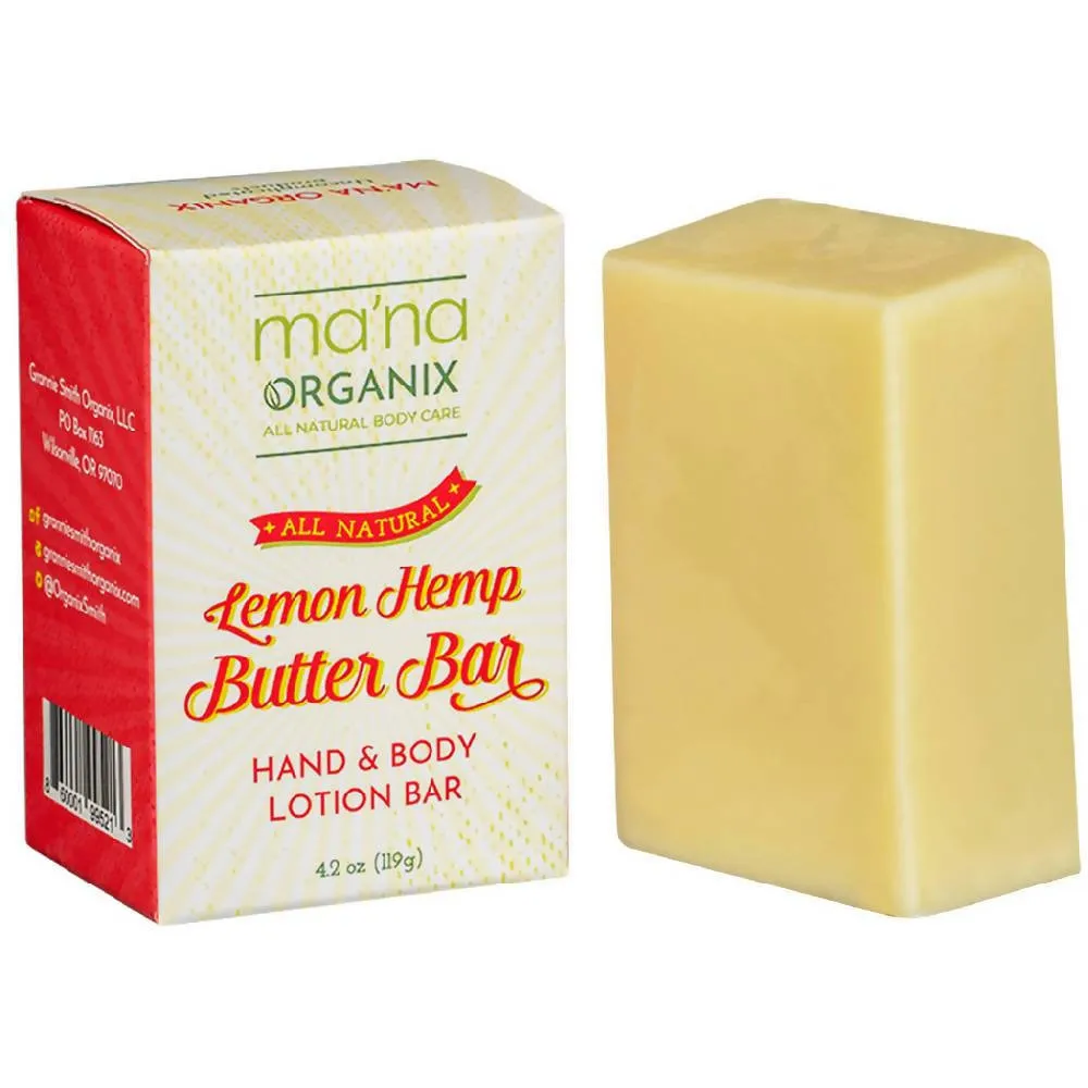 Ma’na Organix- 2 packs of 1 Lemon Hempseed Oil Lip Balm and 1 Lemon Hemp Butter Lotion Bar