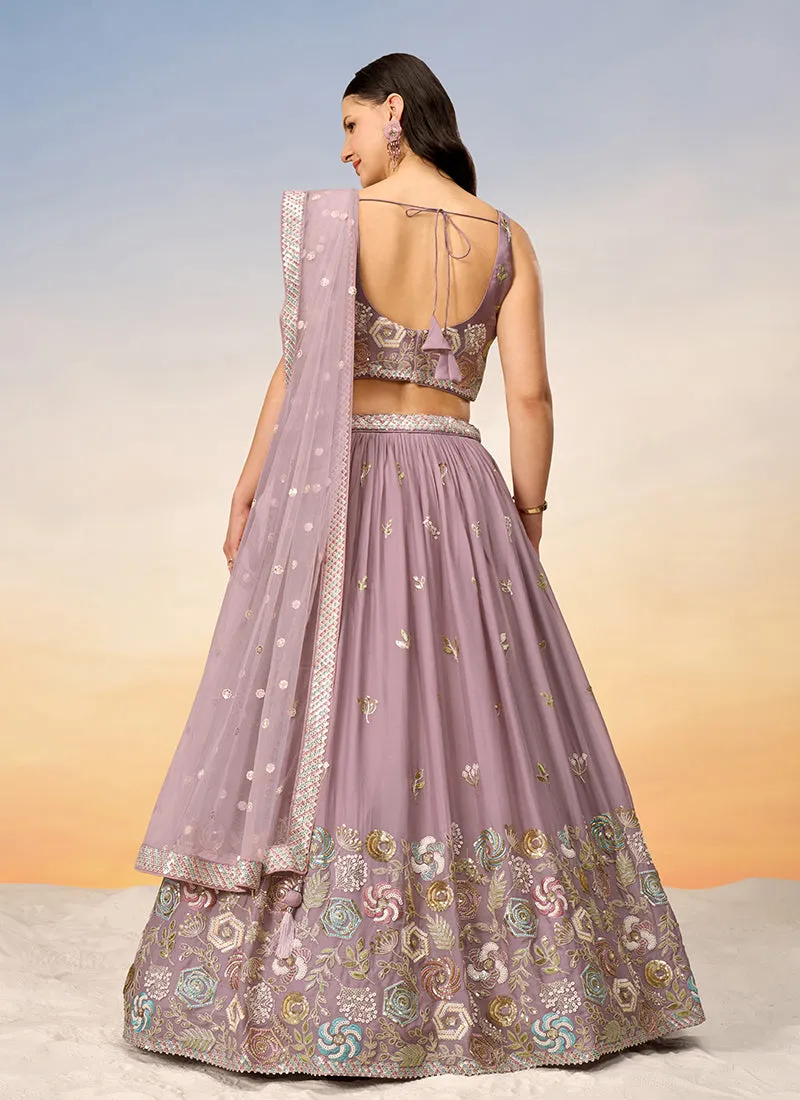 Mauve Purple Multi Embroidery Bridal Lehenga Choli
