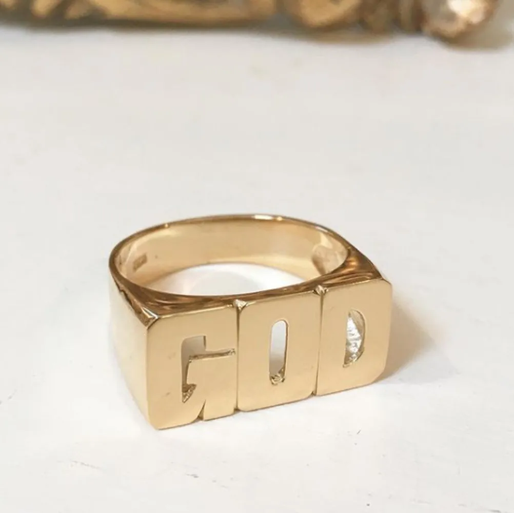 Medium Block Name Ring