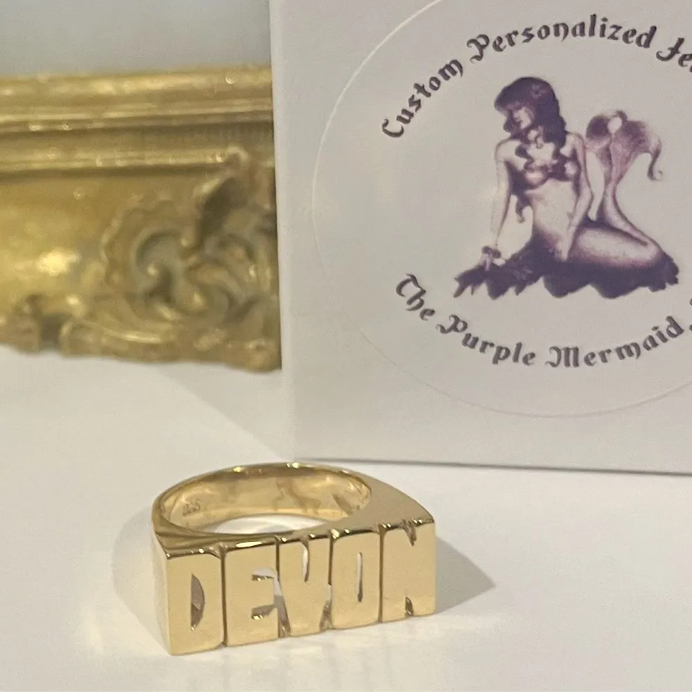 Medium Block Name Ring