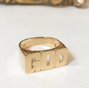 Medium Block Name Ring