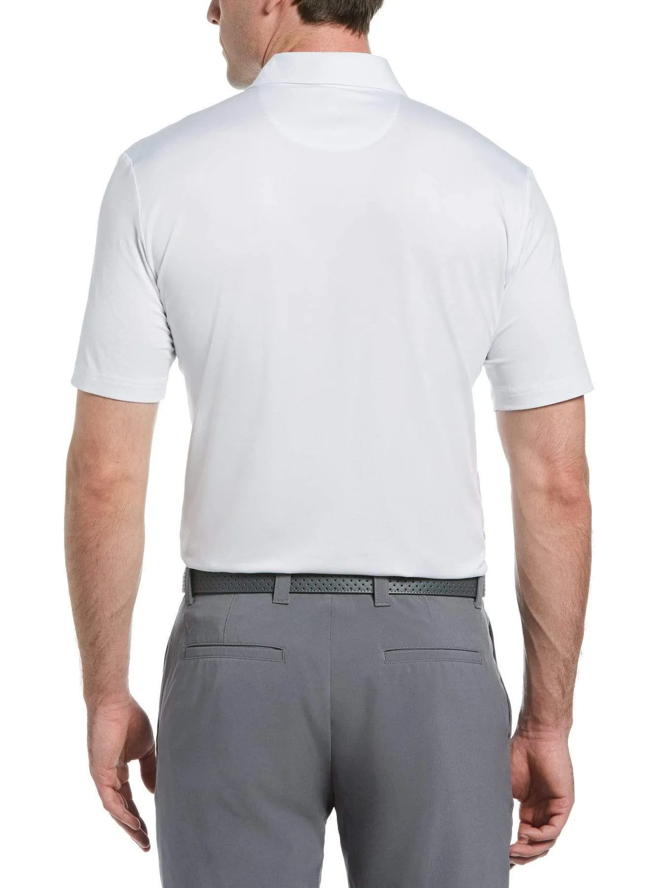 Mens Printed Mixed Texture Block Polo