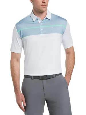 Mens Printed Mixed Texture Block Polo
