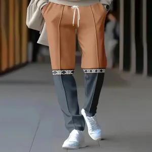 Men's Vintage-Inspired Color Block Geometric 3D Print Sweatpants