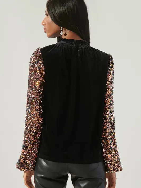 Michelle Velvet Mock Neck Top