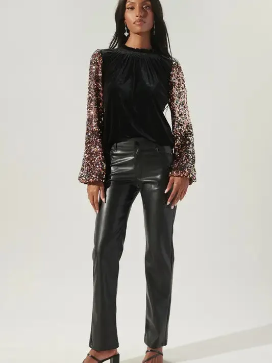 Michelle Velvet Mock Neck Top