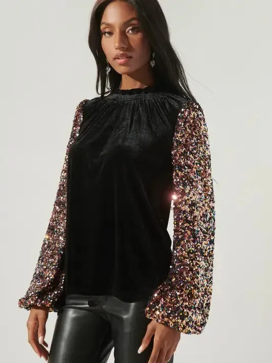 Michelle Velvet Mock Neck Top