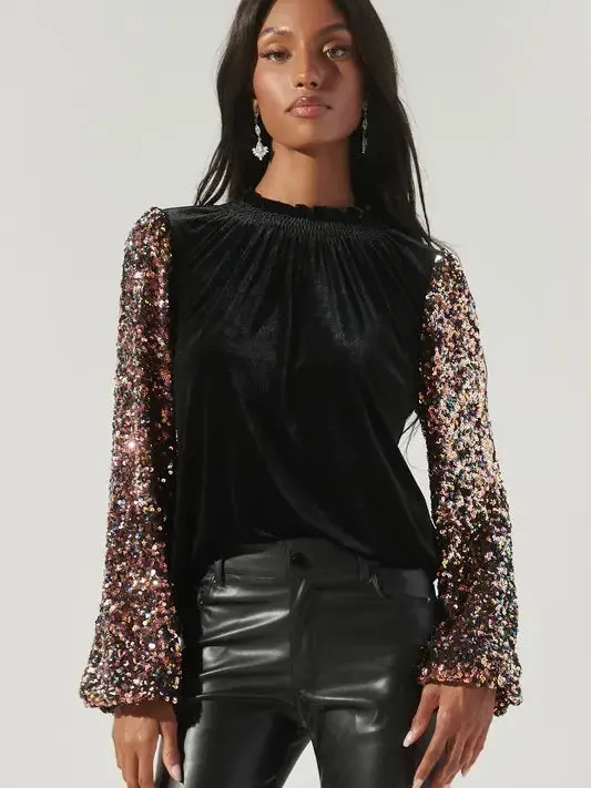 Michelle Velvet Mock Neck Top