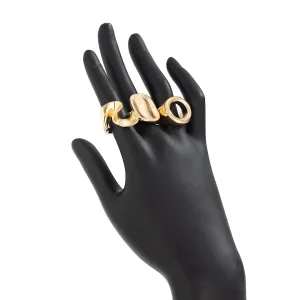 Minimalist 3pcs Hollow Pleated Square Open Ring Set