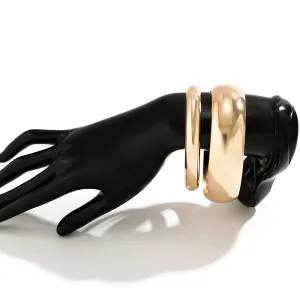 Minimalist Chunky 2Pcs Gold Silver Plated Bangle Bracelet Set