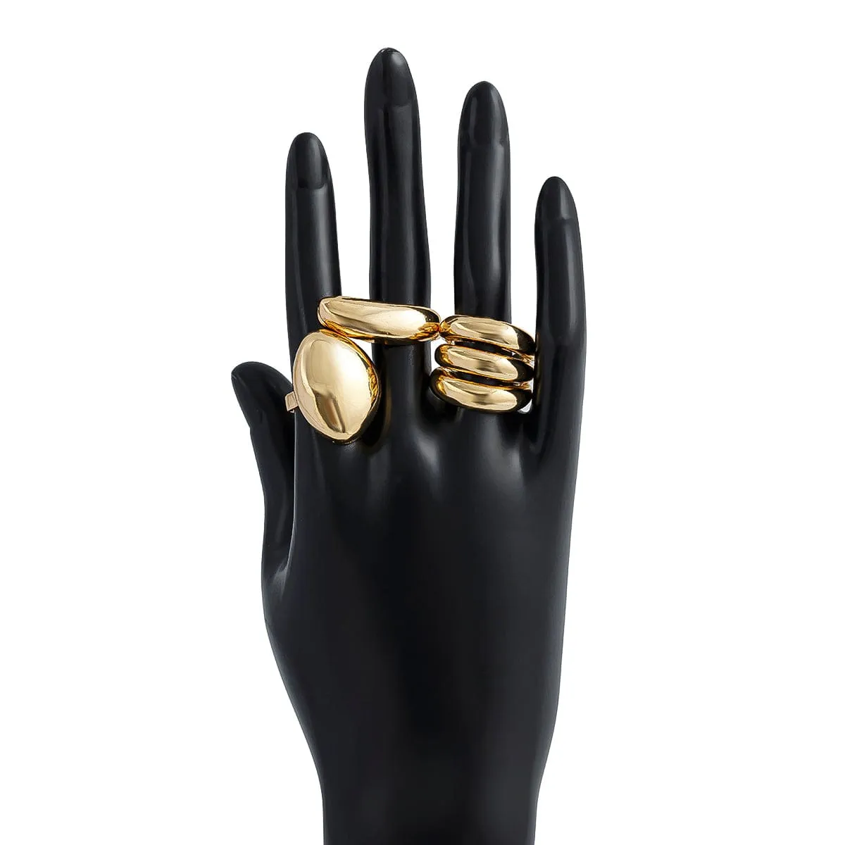 Minimalist Chunky Gold Silver Plated Glossy Open Ring Set