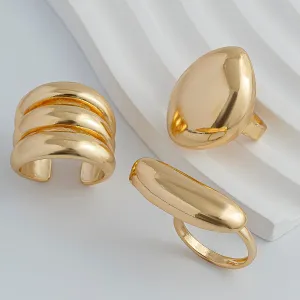 Minimalist Chunky Gold Silver Plated Glossy Open Ring Set