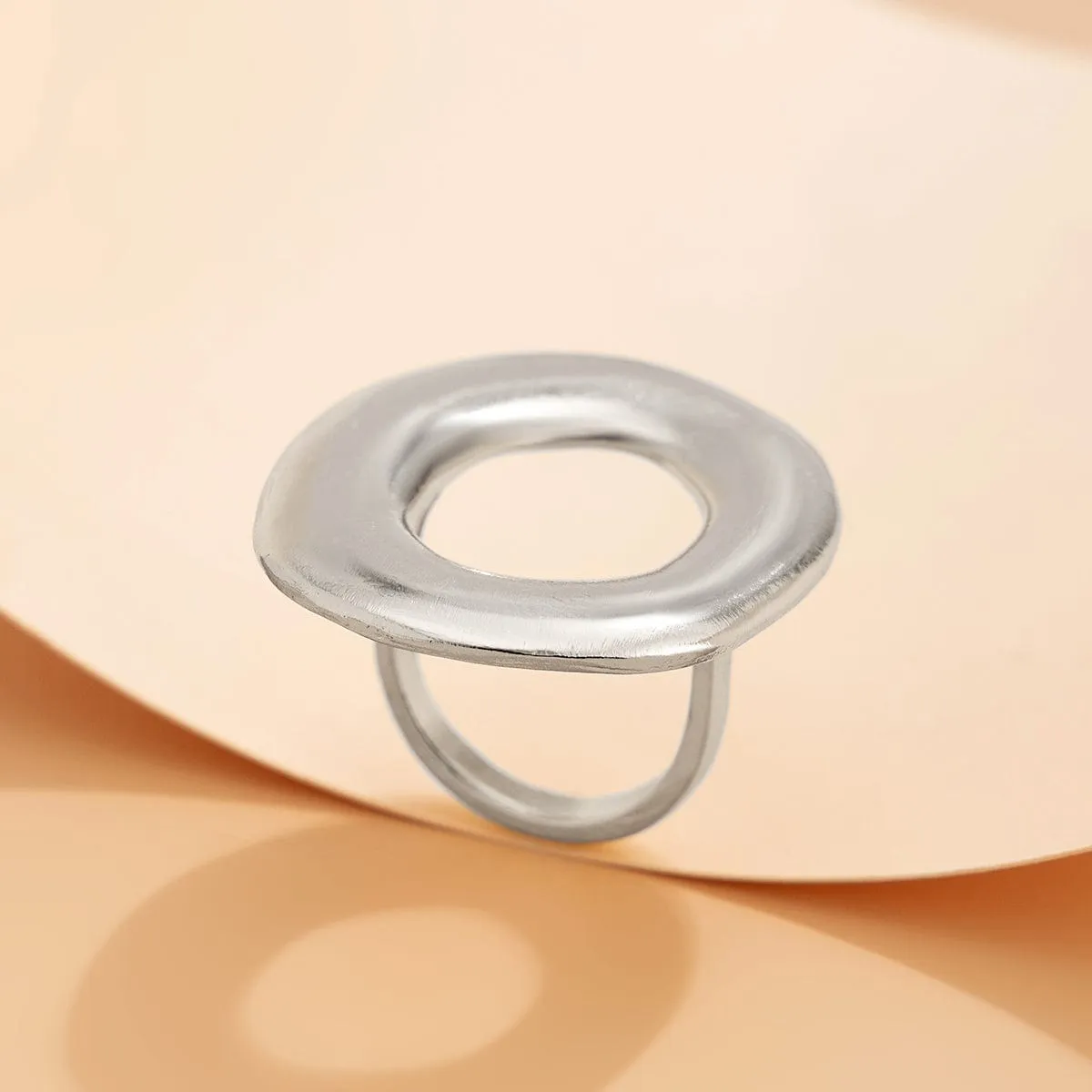 Minimalist Chunky Gold Silver Tone O Shaped Ring