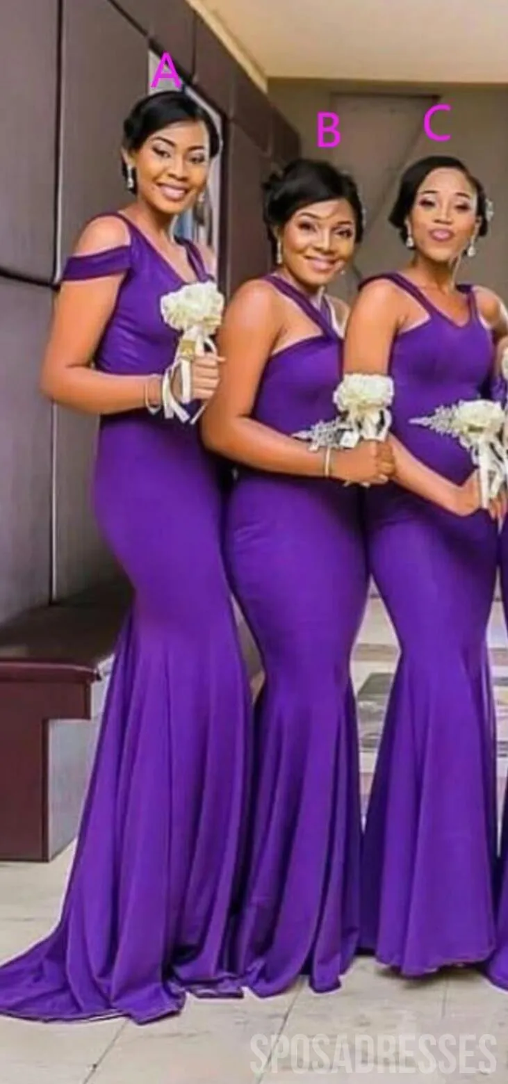 Mismatched Burgundy Mermaid Cheap Long Cheap Bridesmaid Dresses Online, WG934