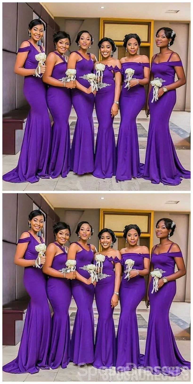 Mismatched Burgundy Mermaid Cheap Long Cheap Bridesmaid Dresses Online, WG934