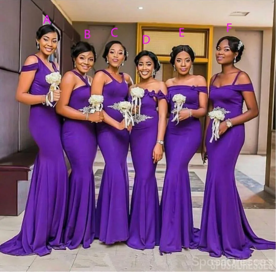 Mismatched Burgundy Mermaid Cheap Long Cheap Bridesmaid Dresses Online, WG934