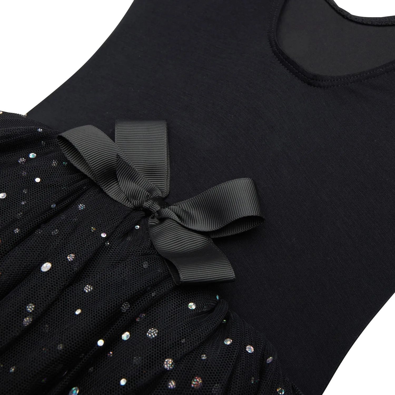 Misty: Sequin Flutter Sleeve Tutu Dress in Black