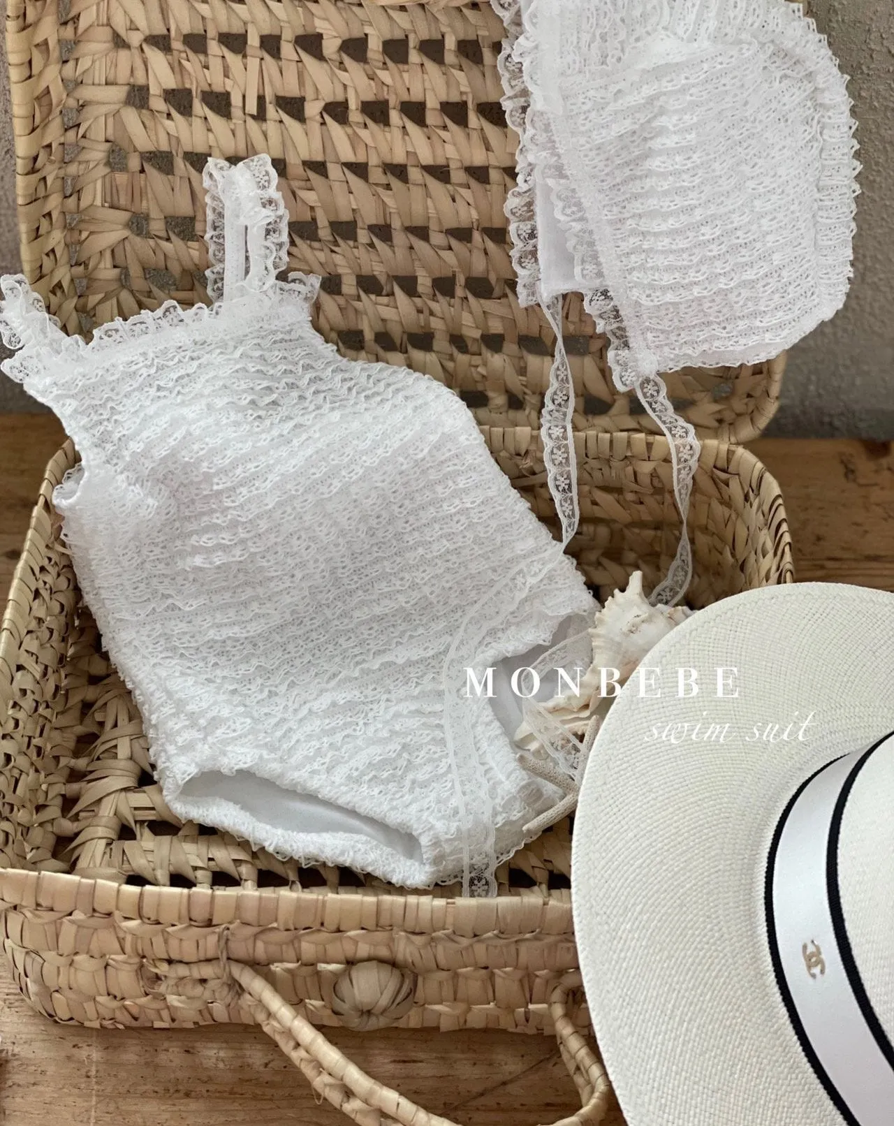 Monbebe Swan Frill Swimwear Set