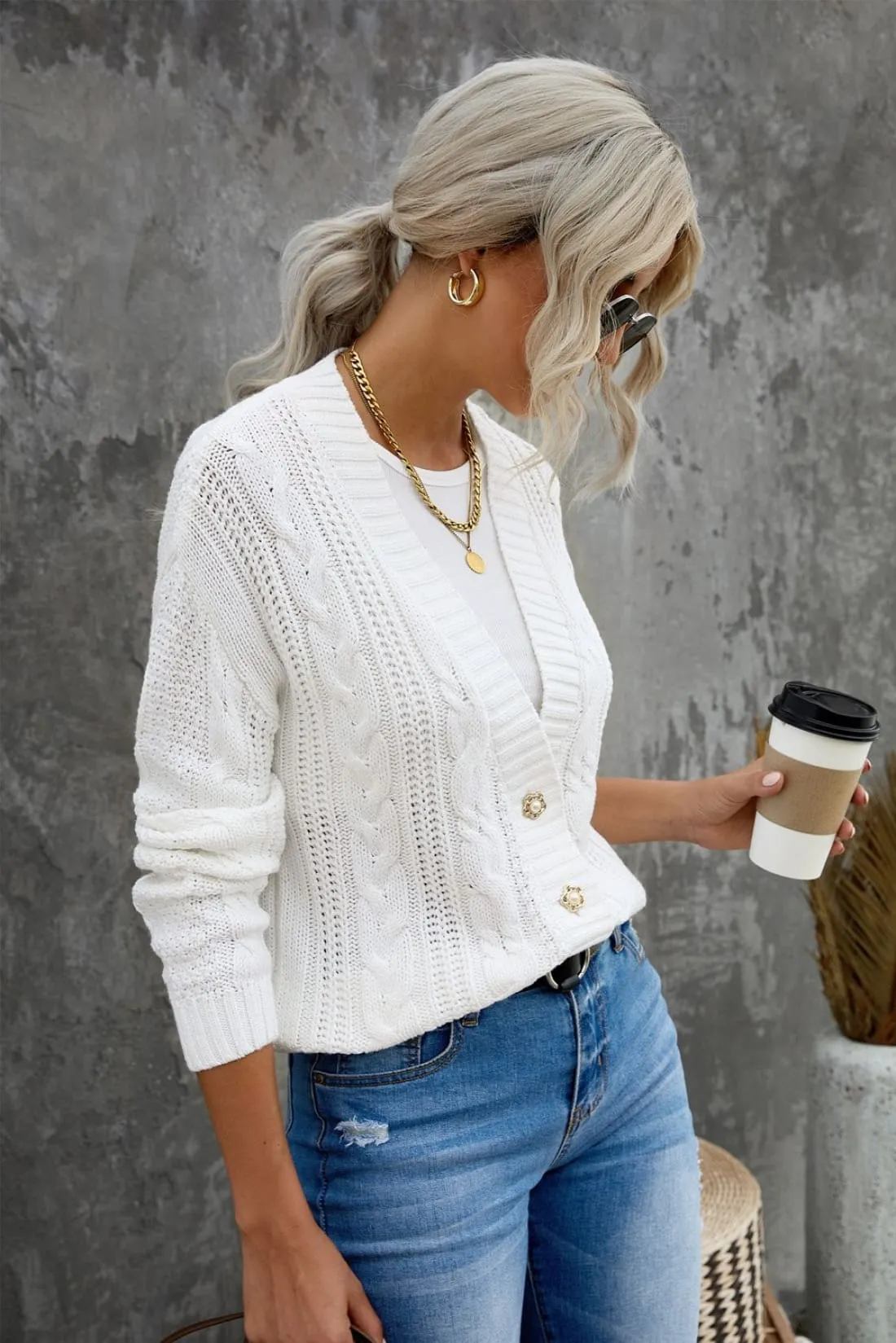 Monica Cable-Knit Chunky Cardigan