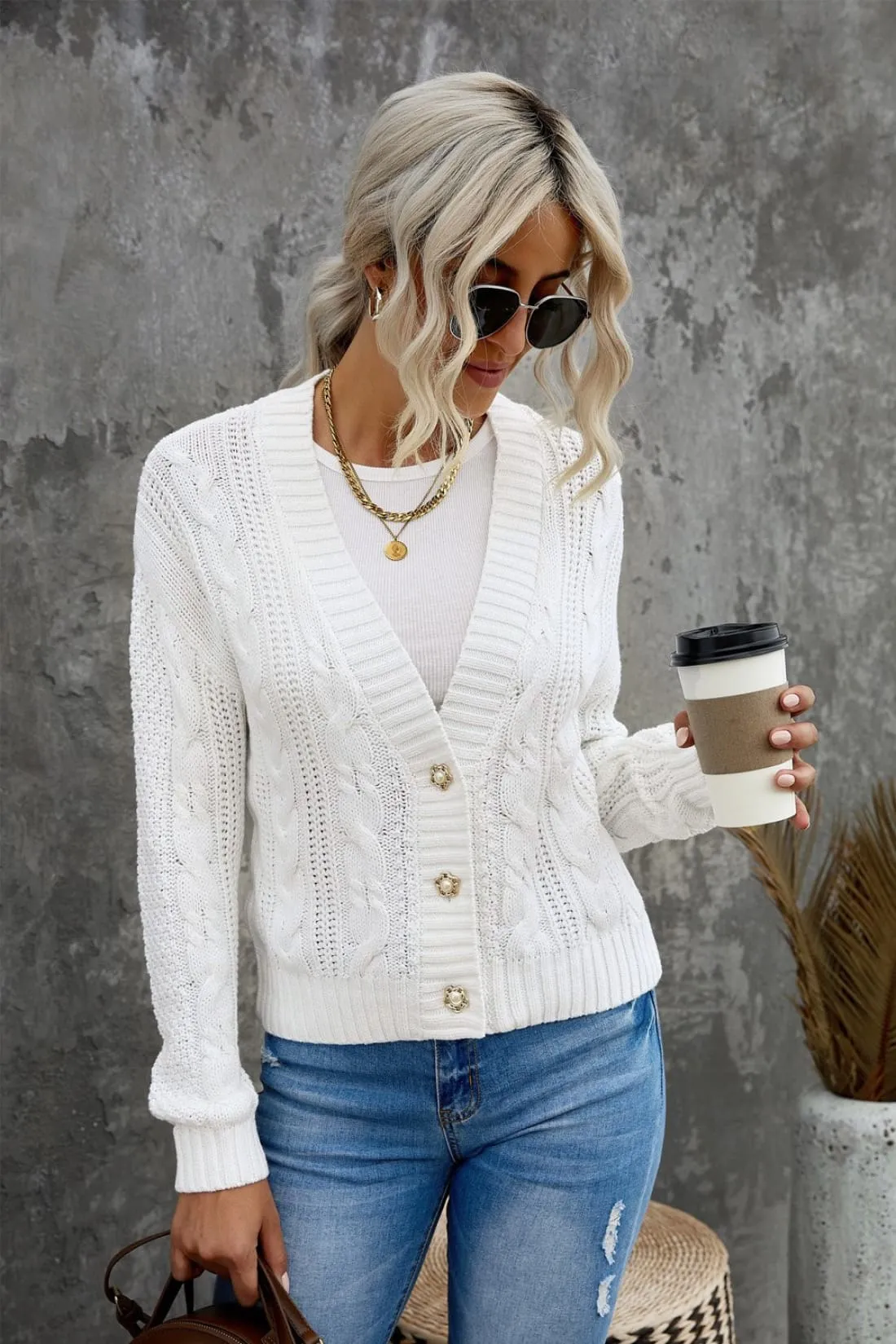 Monica Cable-Knit Chunky Cardigan