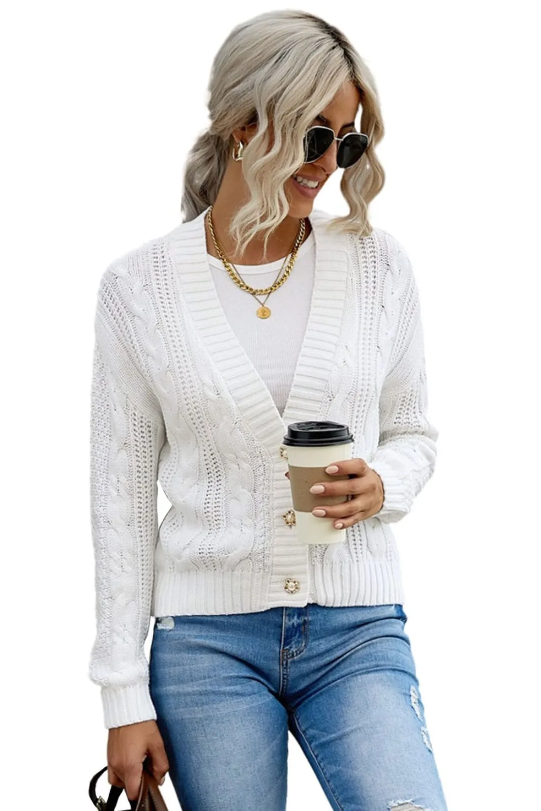 Monica Cable-Knit Chunky Cardigan