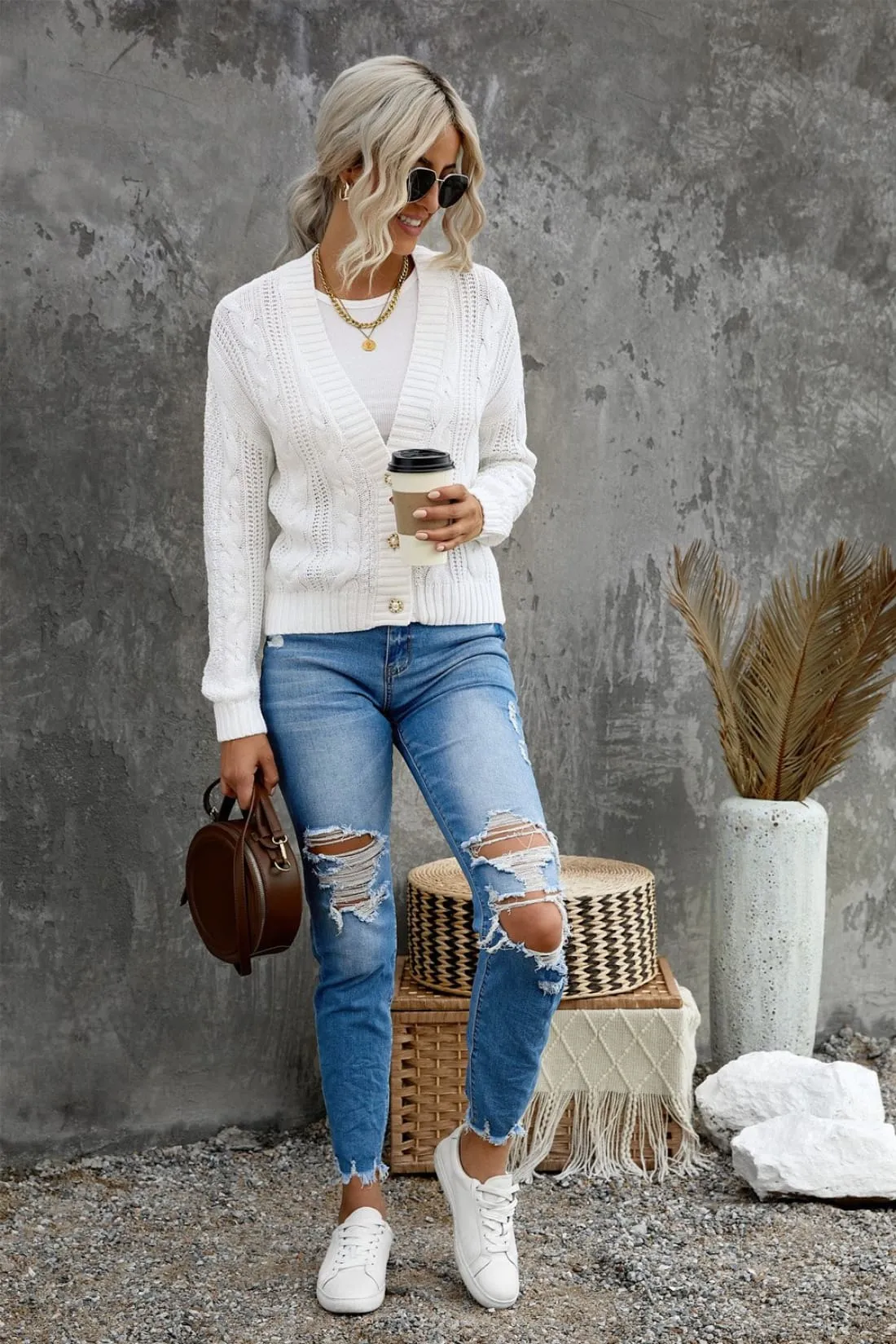 Monica Cable-Knit Chunky Cardigan