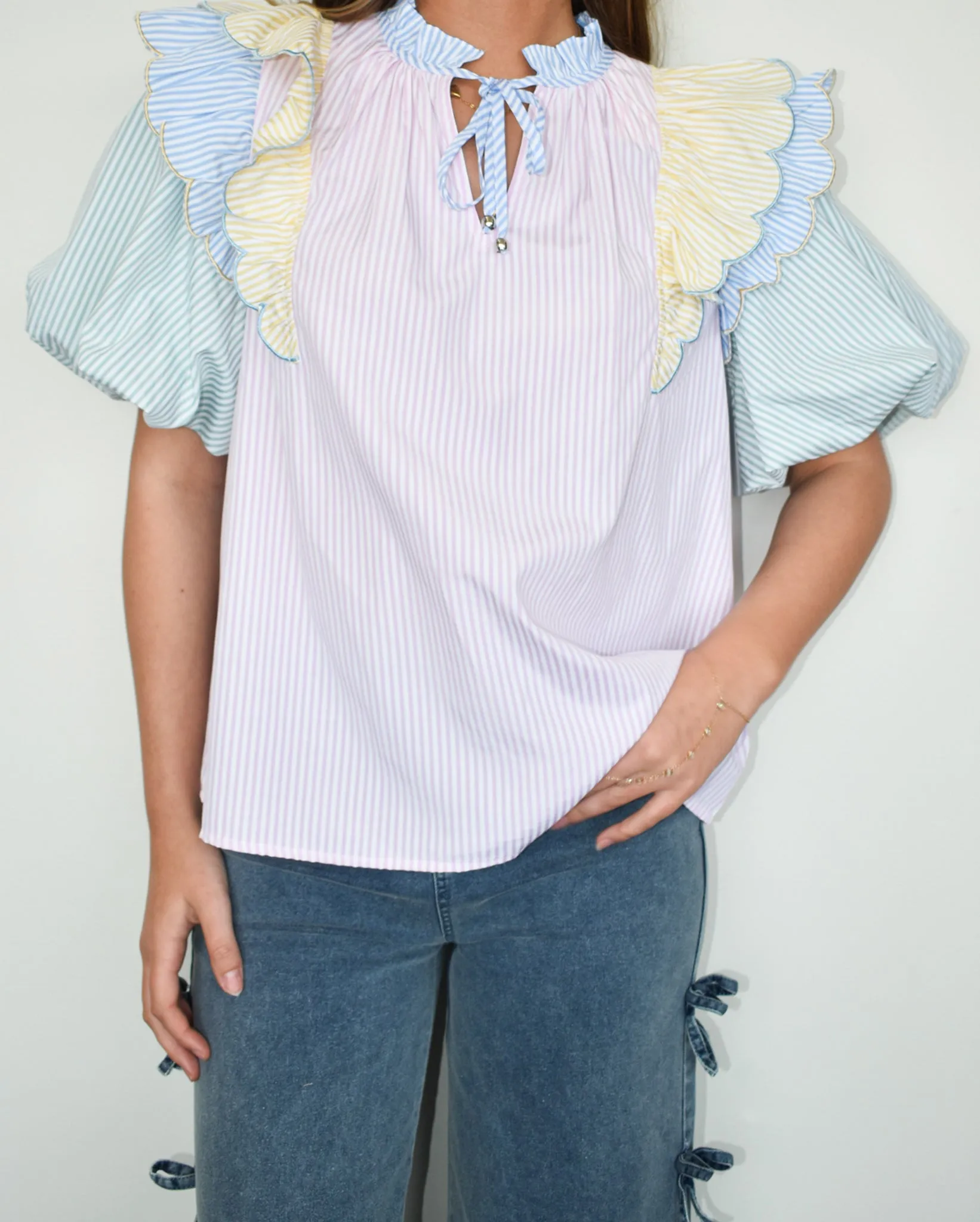 Multi Color Ruffle Blouse