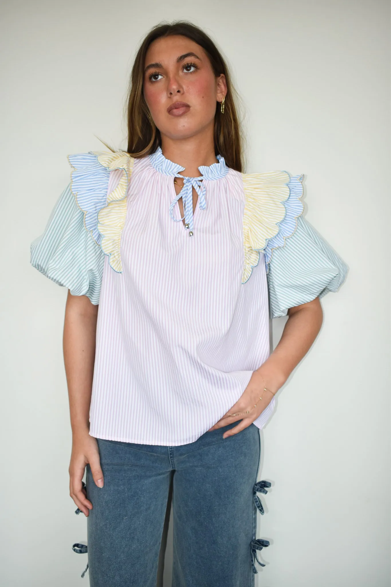 Multi Color Ruffle Blouse