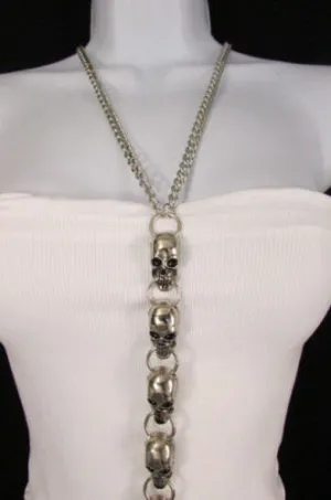 Multi Skull Charm Gothic Style Metal Body Chain