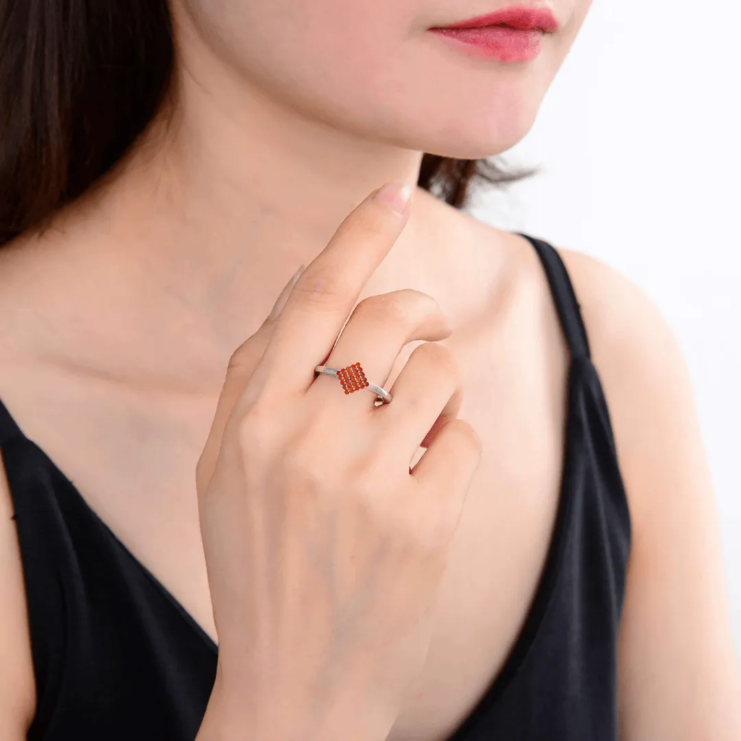 Natural Fire Opal Cluster Ring