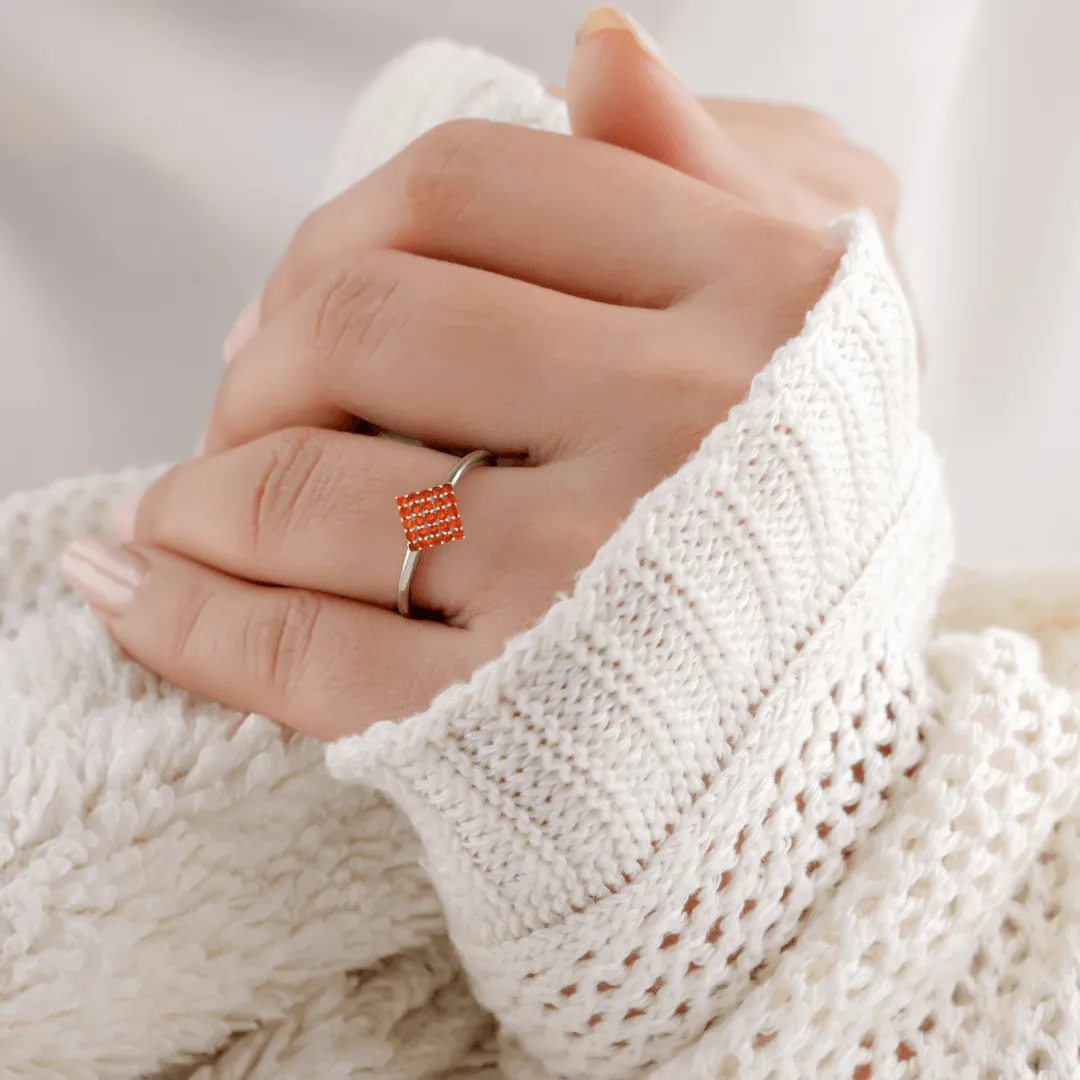 Natural Fire Opal Cluster Ring