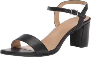 Naturalizer Women Bristol Ankle Strap Chunky Block Heel Sandal Black Smooth 8.5W