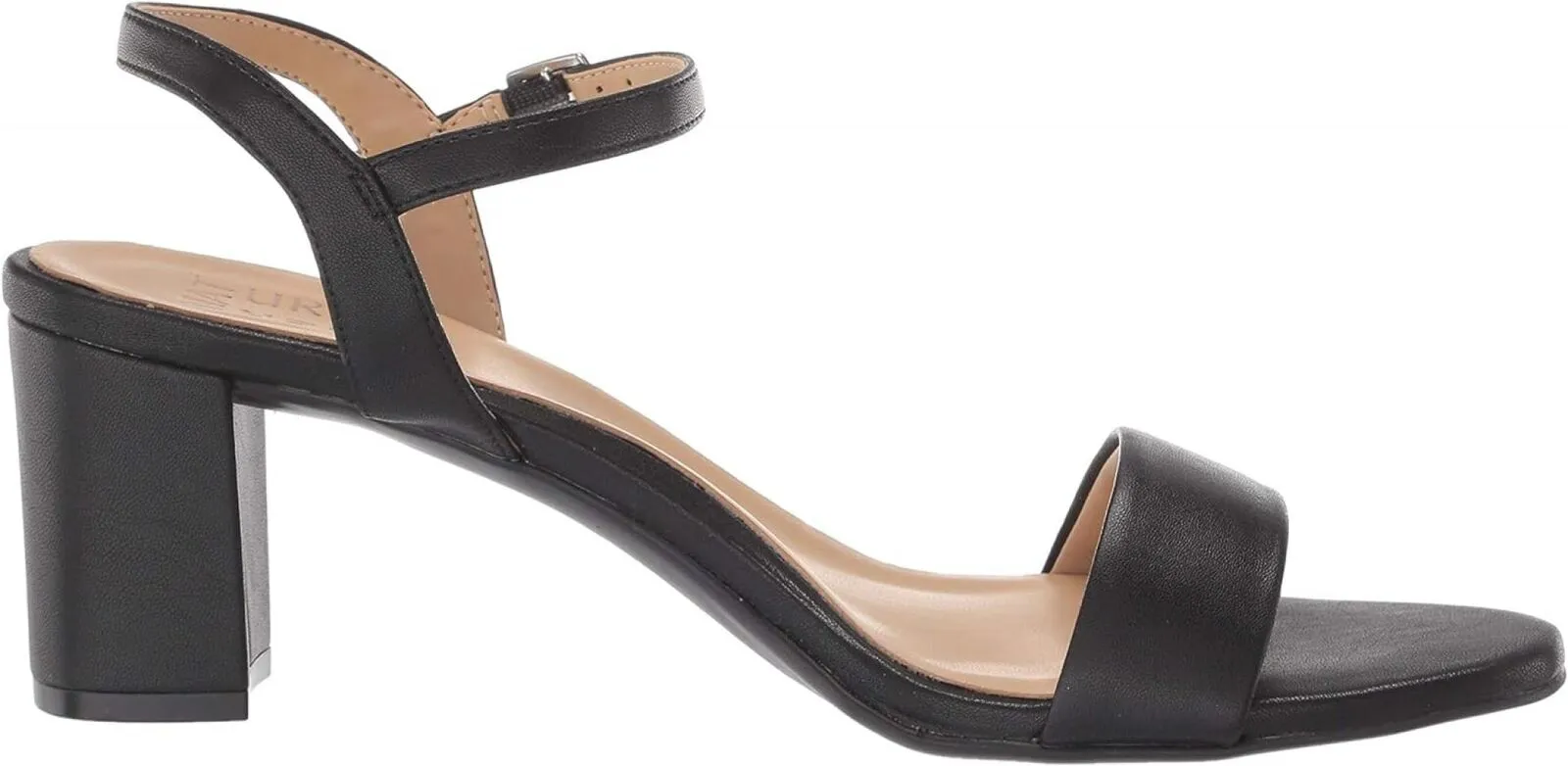 Naturalizer Women Bristol Ankle Strap Chunky Block Heel Sandal Black Smooth 8.5W
