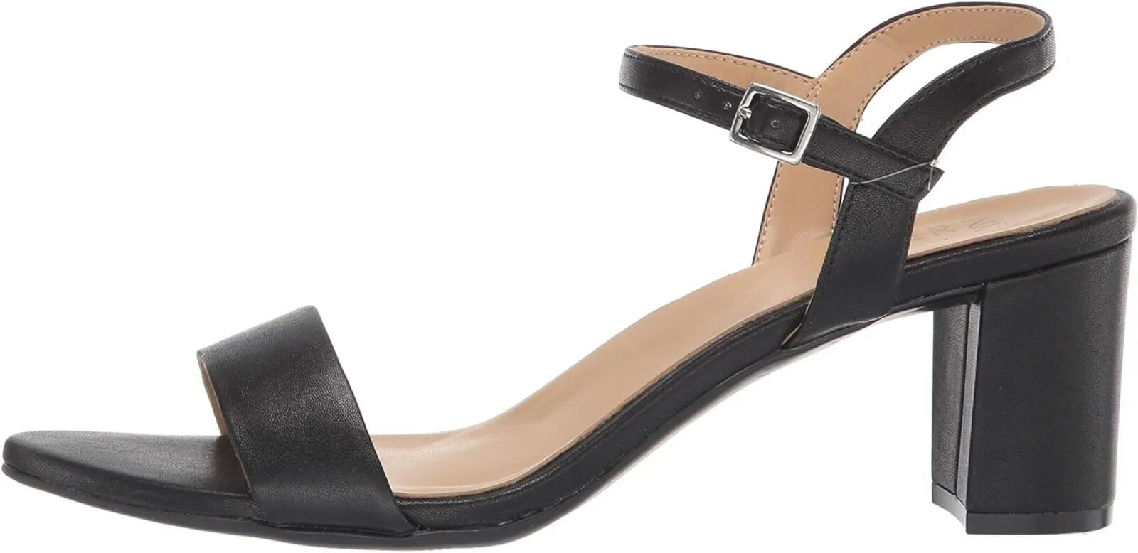 Naturalizer Women Bristol Ankle Strap Chunky Block Heel Sandal Black Smooth 8.5W