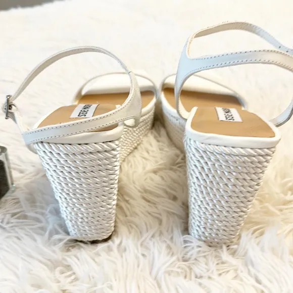 NEW Steve Madden Tory White Platform Wedge Strappy sandals women size 9