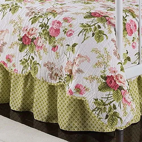 New WAVERLY Emma's Garden Modern Farmhouse Floral 5-Piece Reversible Daybed Quilt Bedspread Set, 105" x 54", Blossom, Retails $294 