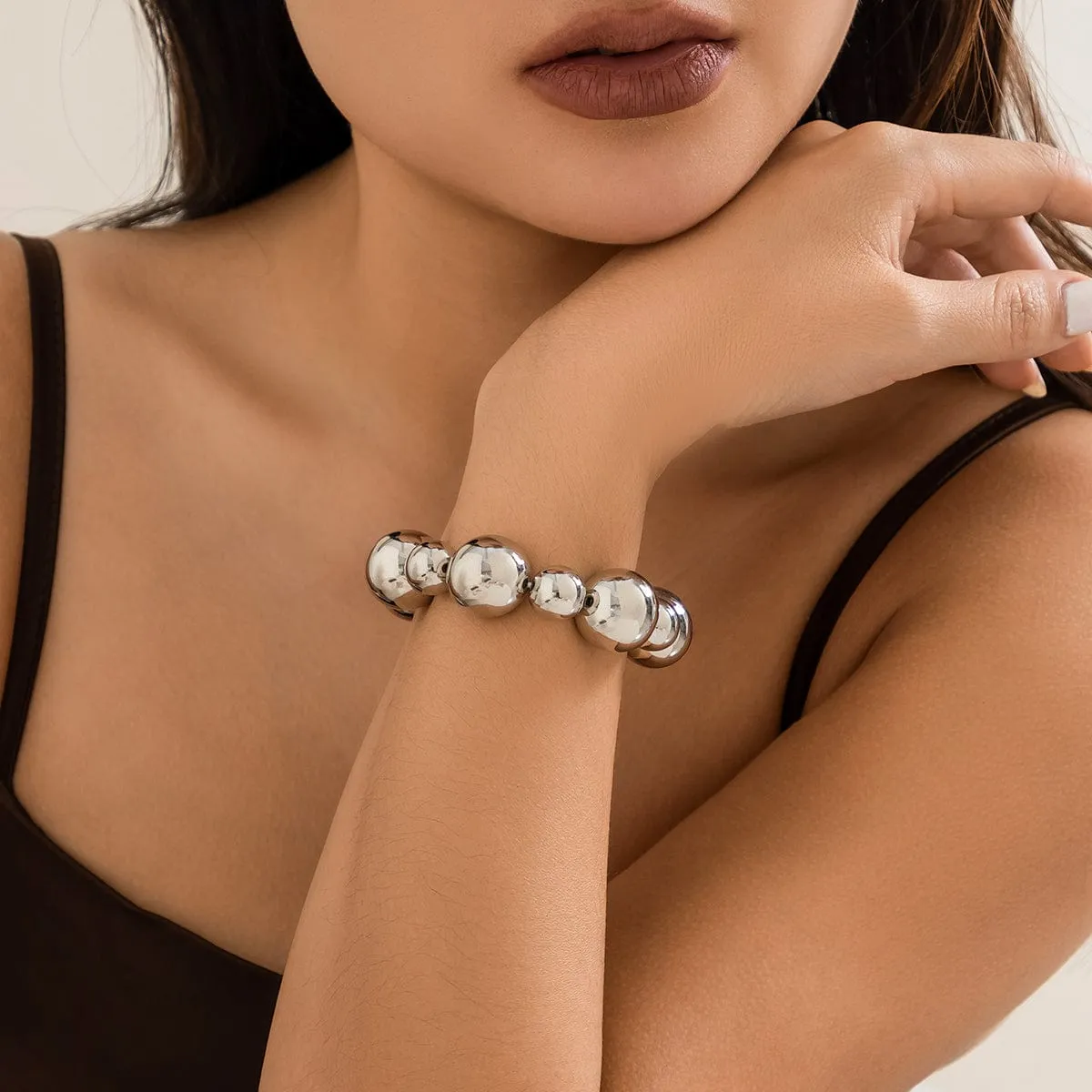 Newly Chunky Two Tone Ball Chain Bracelet