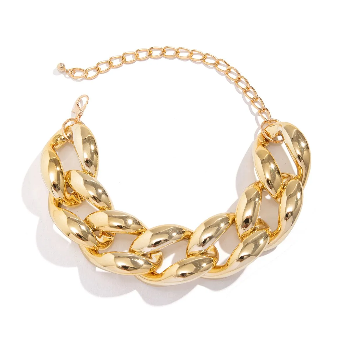 Newly Gold Silver Plated Chunky Curb Chain Choker Necklace
