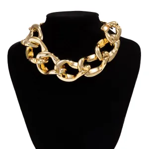 Newly Gold Silver Plated Chunky Curb Chain Choker Necklace