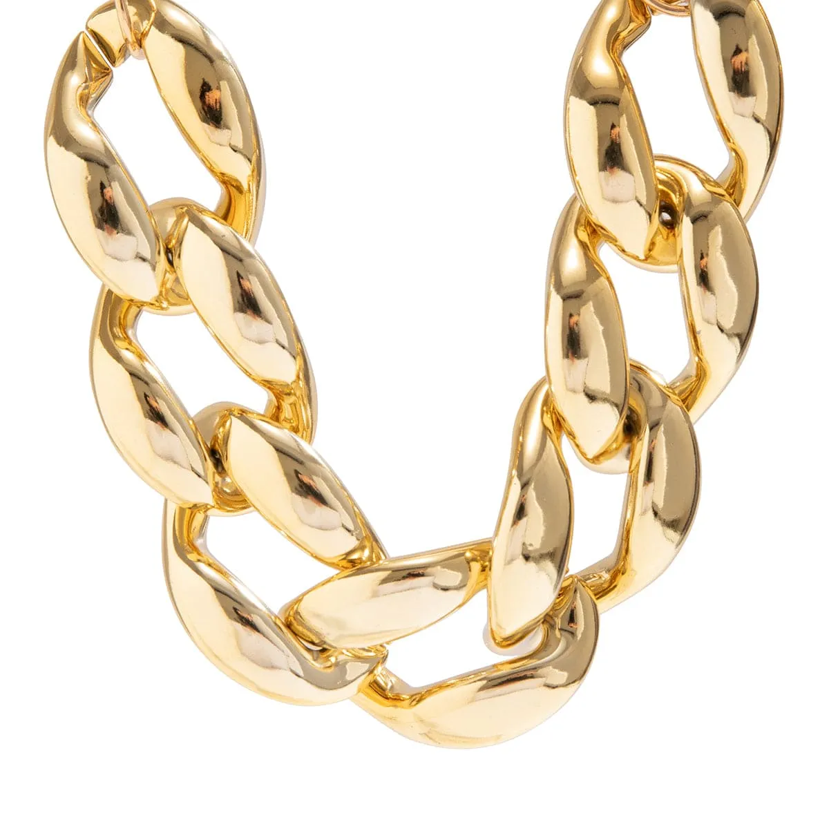 Newly Gold Silver Plated Chunky Curb Chain Choker Necklace