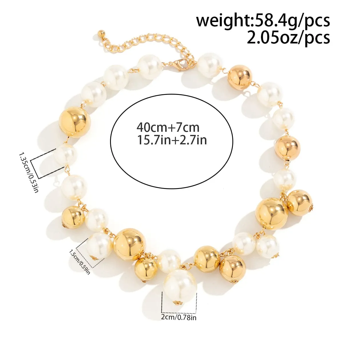 Newly Gold Silver Plated Chunky Pearl Chain Choker Necklace
