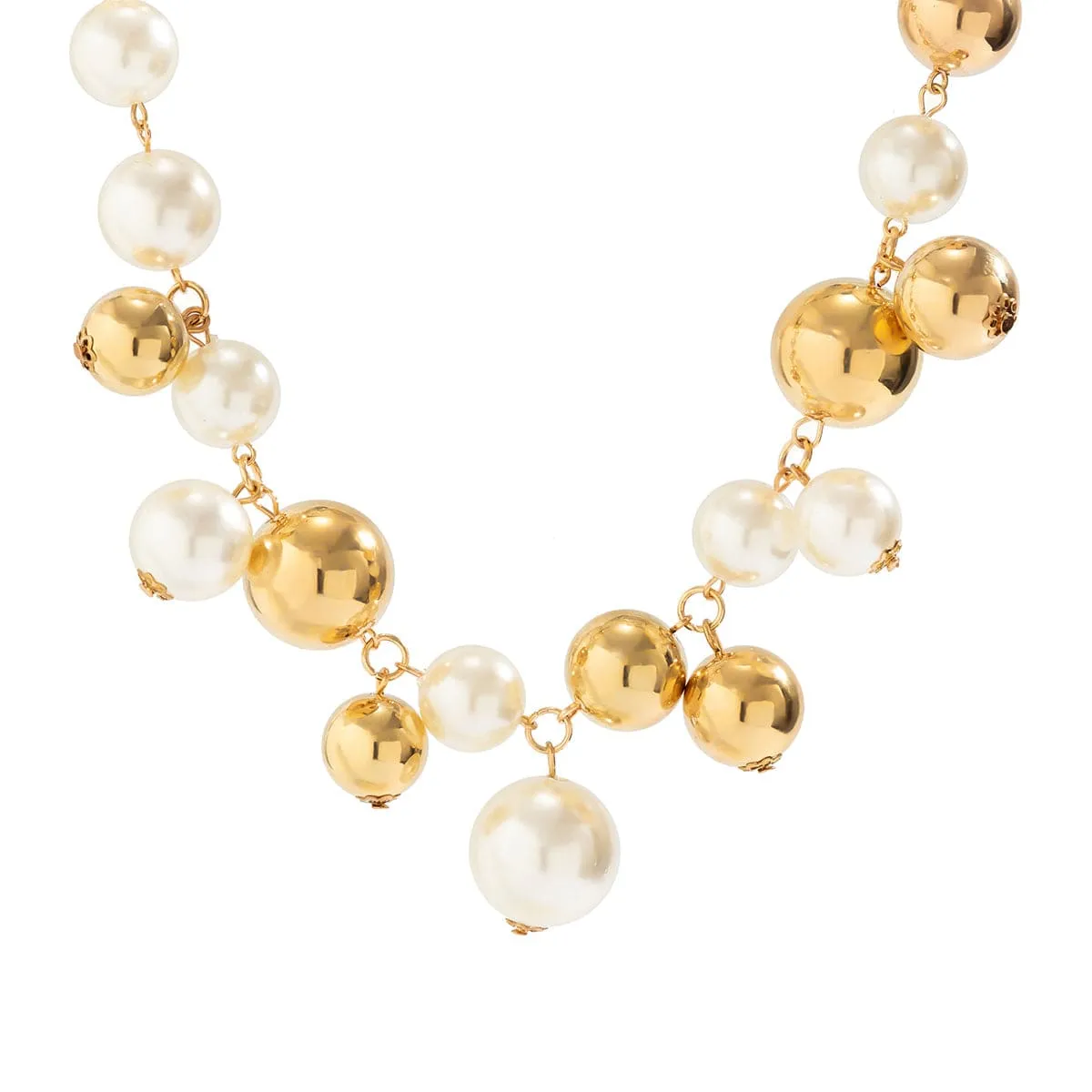 Newly Gold Silver Plated Chunky Pearl Chain Choker Necklace
