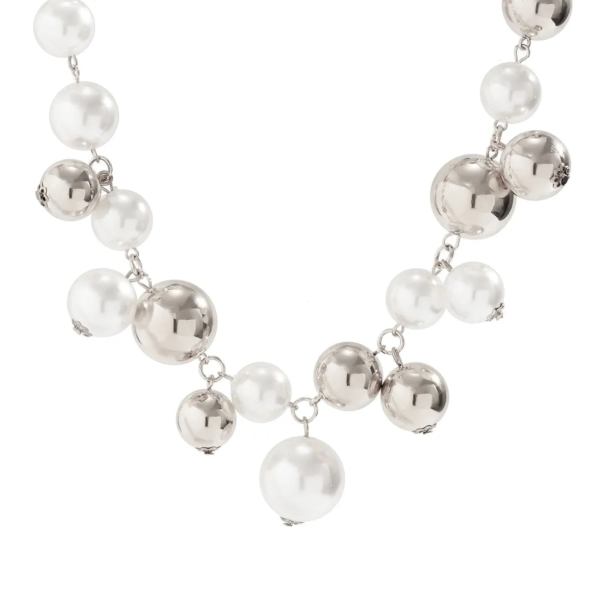 Newly Gold Silver Plated Chunky Pearl Chain Choker Necklace