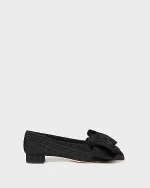 Noa Black Moiré Bow Flat