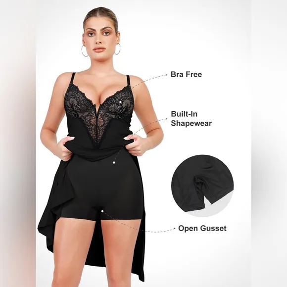 NWOT Popilush Shapewear Lace Dress Sheer Mesh Cover-Up