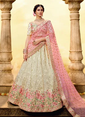 Off White And Pink Wedding Lehenga Choli