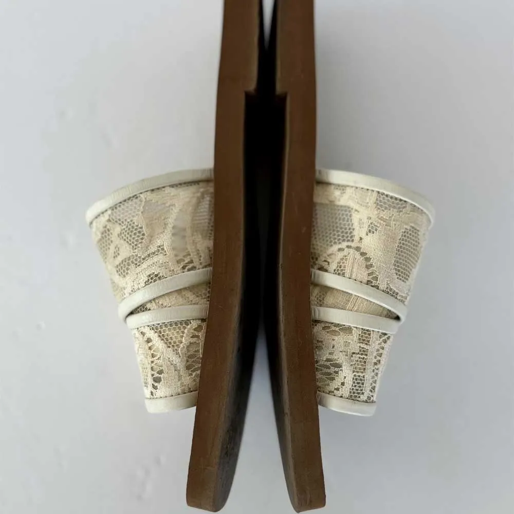 Off White Lace Woody Sandals