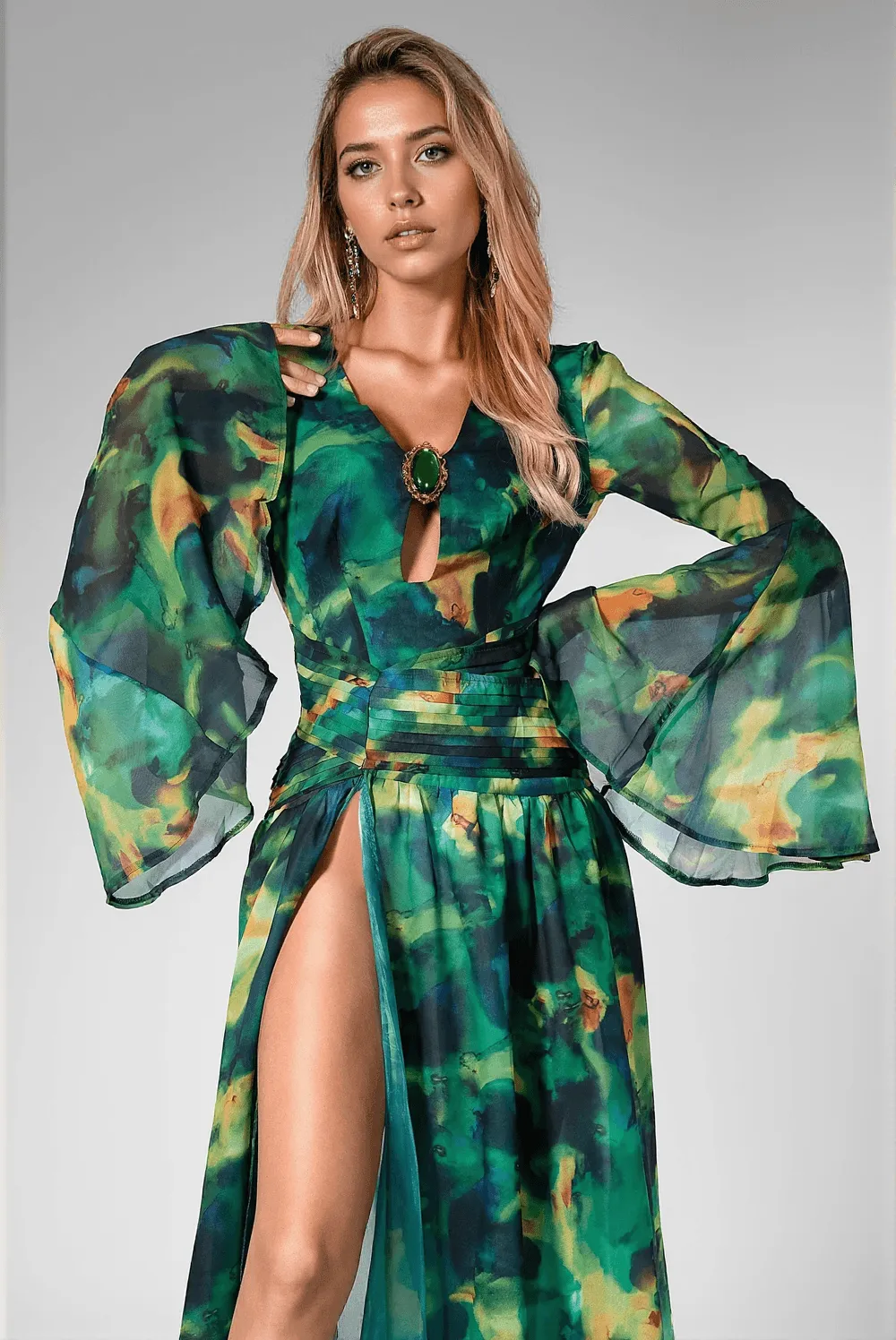 Oisin Diamond Pleat Floral Dress